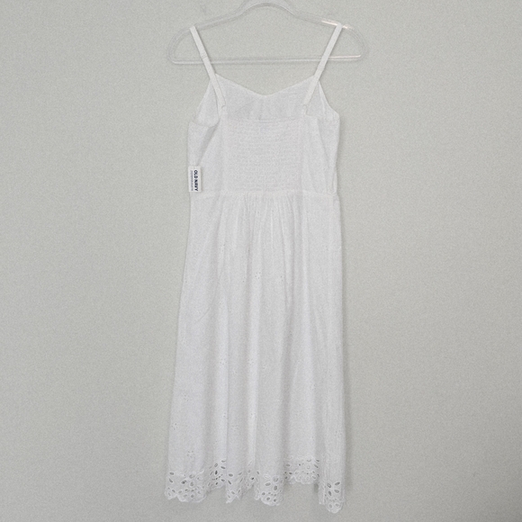 Old Navy Fit and Flare Smoked Midi Dress S White Eyelet NWT - Picture 2 of 8